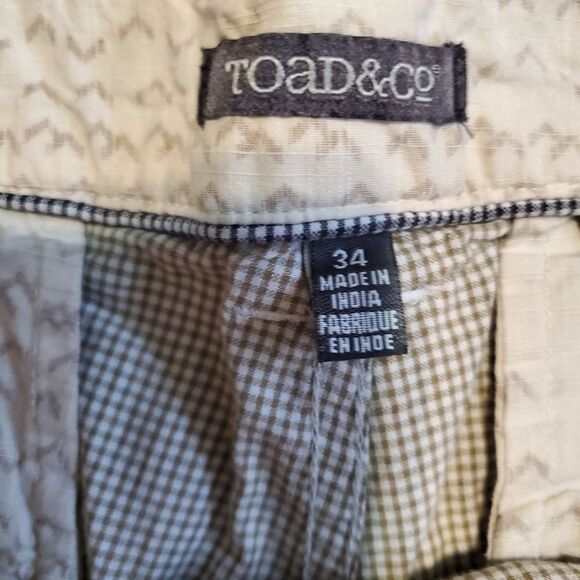 Toad & Co Men's Size 34 Tan And White Checkered Shorts Chinos EUC - Picture 4 of 4